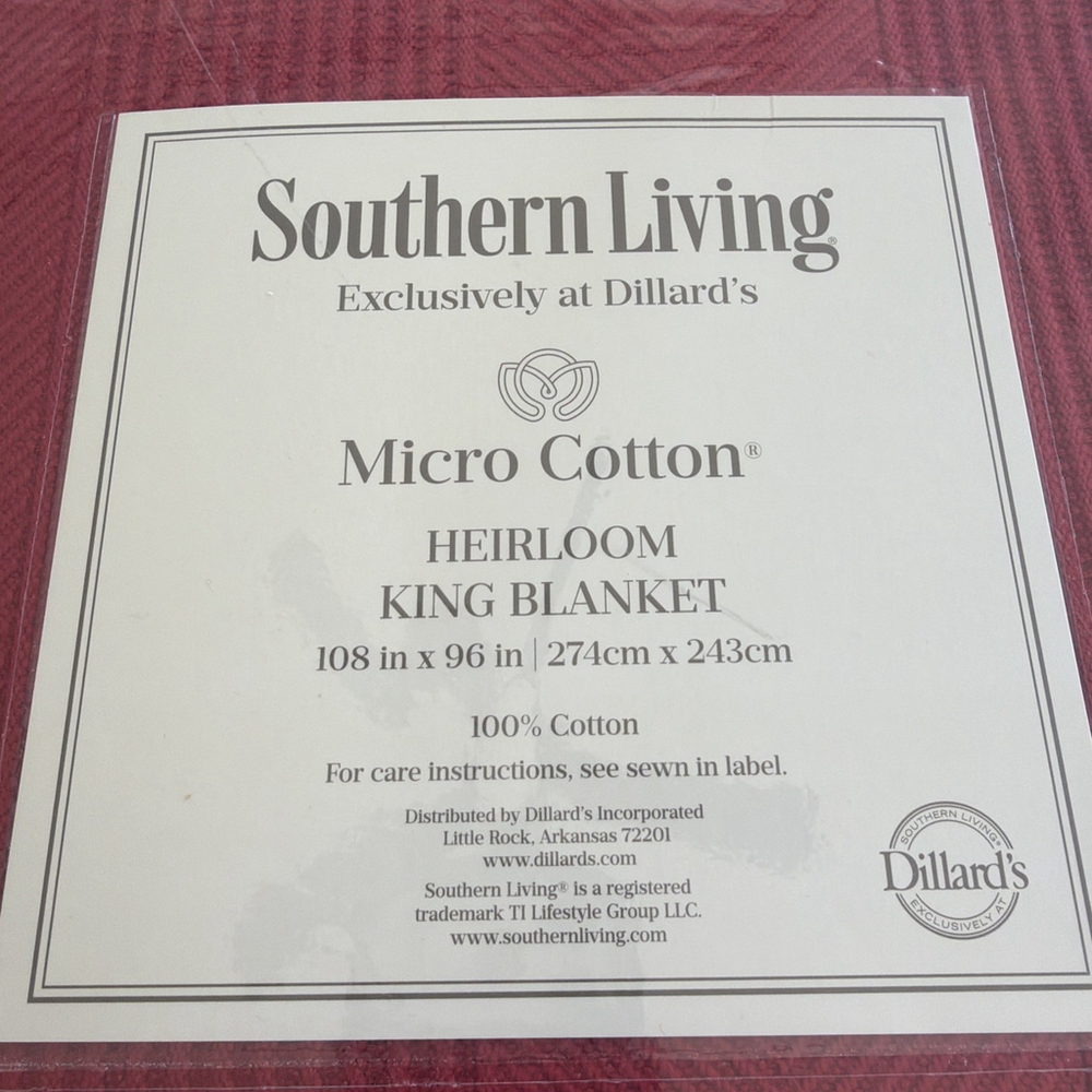 Southern Living King 100% Cotton Textured Heirloom Blanket Pepper Red NWT $119
